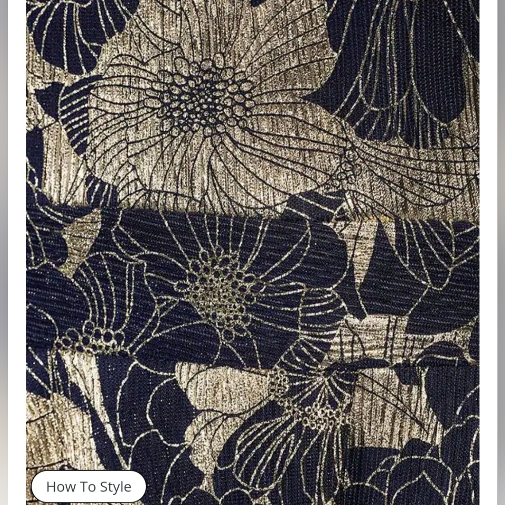 Betsy & Adam  Metallic Crinkle Sleeveless Halter Neck Foil Floral Print A-Line G - Picture 4 of 12